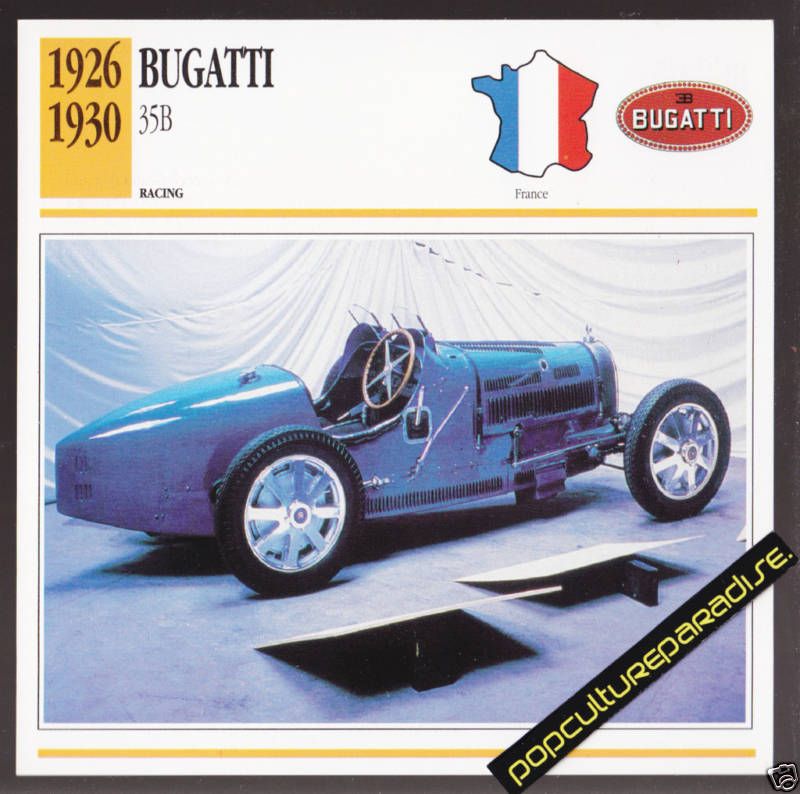 1926 1930 BUGATTI 35B France CAR PICTURE SPEC INFO CARD  