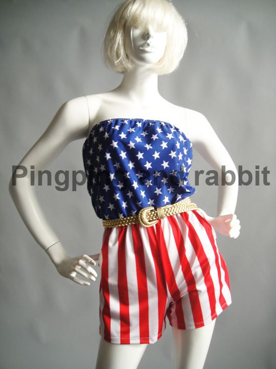 American Flag july 4th Romper Jumpsuit Wonder Woman  