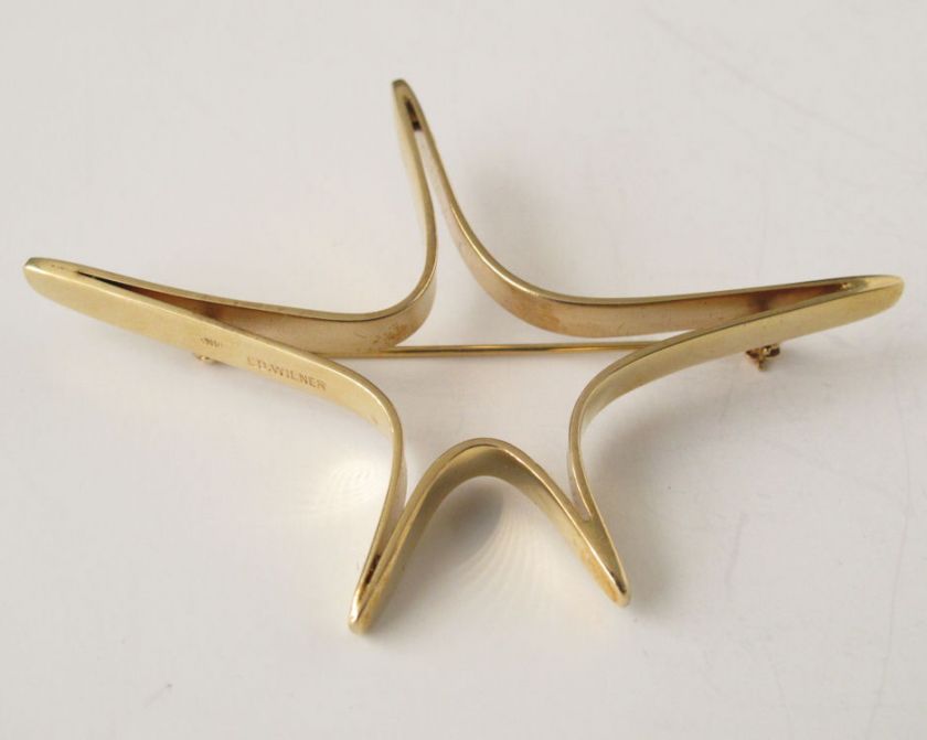 Ed Wiener 14K Gold Star Pin Brooch  