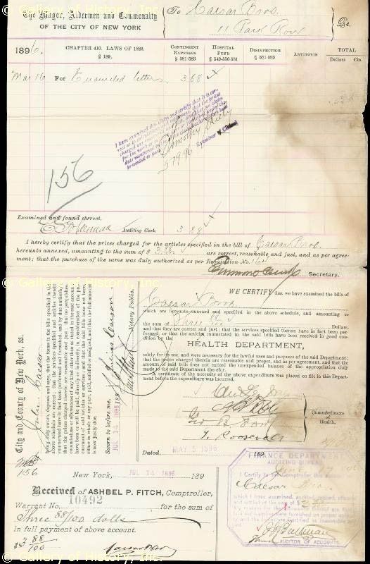 THEODORE ROOSEVELT   DOCUMENT SIGNED 05/05/1896  