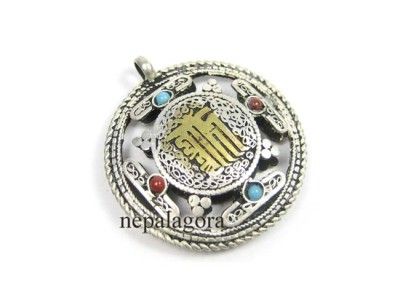 P134 TIBET sacred om double MANDALA pendant NEPAL  