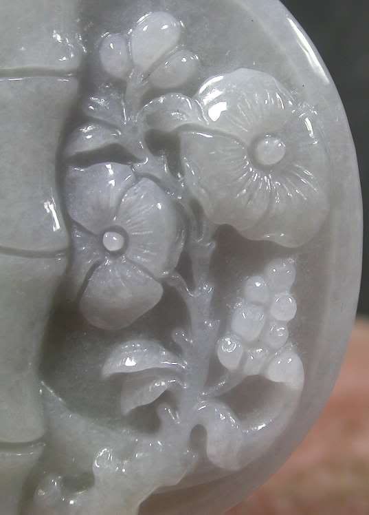 Lavender 100% Natural A Jade jadeite pendant Parrot Flower Bamboo 