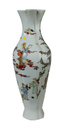 Chinese Shell Shape Paint Porcelain Vase Birthday w048  