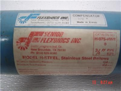 FLEXONICS MODEL H STEEL STAINLESS BELLOWS H 075 HWE  