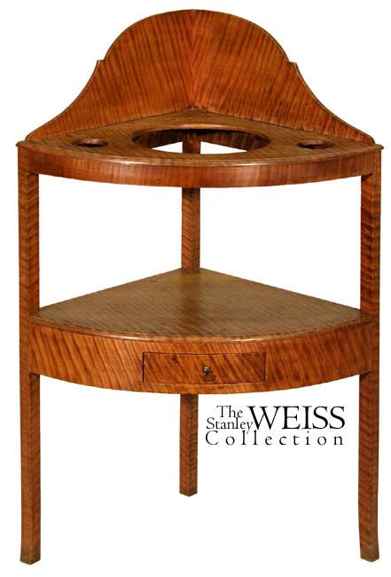 SWC Tiger Maple Corner Washstand, NE, c.1810  