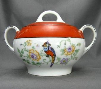 Bavarian Zeh, Scherzer & Co. 1930s Bird of Paradise Covered Sugar 