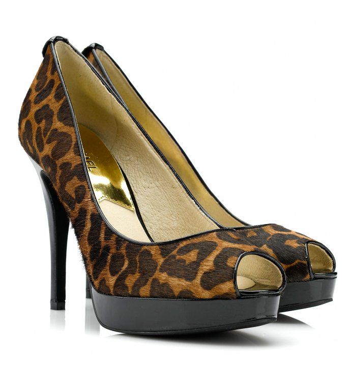 Michael Kors Shoes, Leopard Print Calf Canvas York Peep Toe Pumps