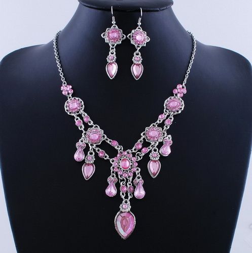 choker drop crystal acryl necklace earring 6set W19762  