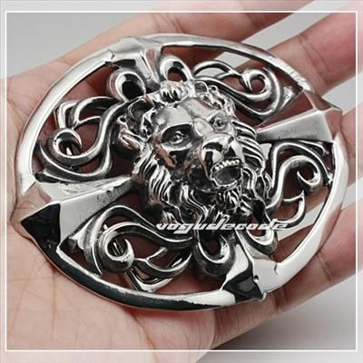 Huge 316L Stainless Steel Lion Men`s Belt Buckle 5J017  