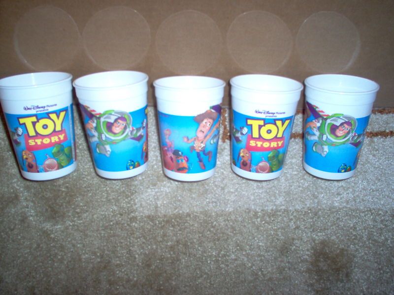 Five Unused 12 Ounce Toy Story Movie Theatre Cups  