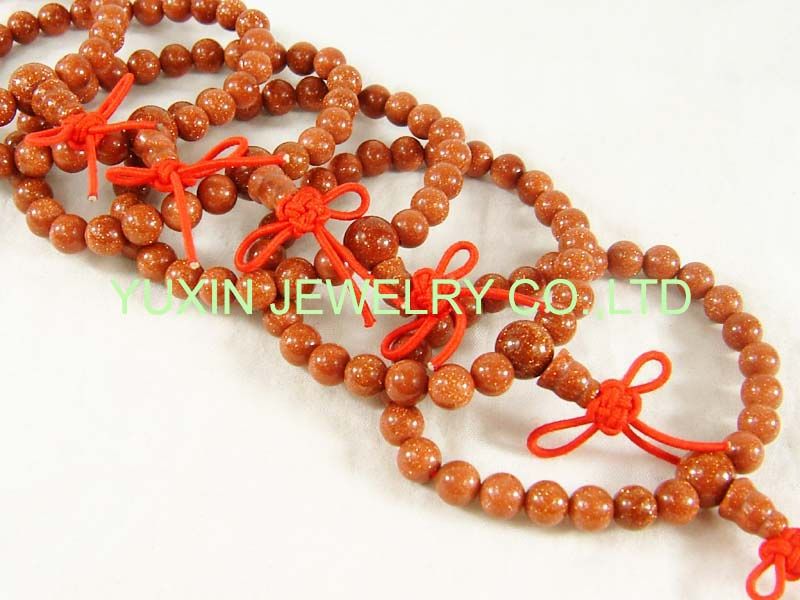 YSB156 Natural goldstone Buddhism prayer beads bracelet  
