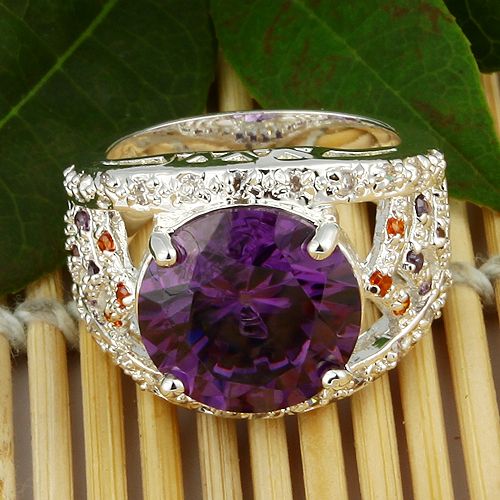 Elegant Amethyst Jewelry Gemstone Silver Ring Size sz #9 S10 Hot Free 