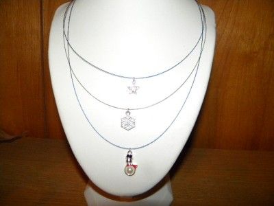 Avon Tis The Season 3 Layer Charm Necklace Blue New Item  