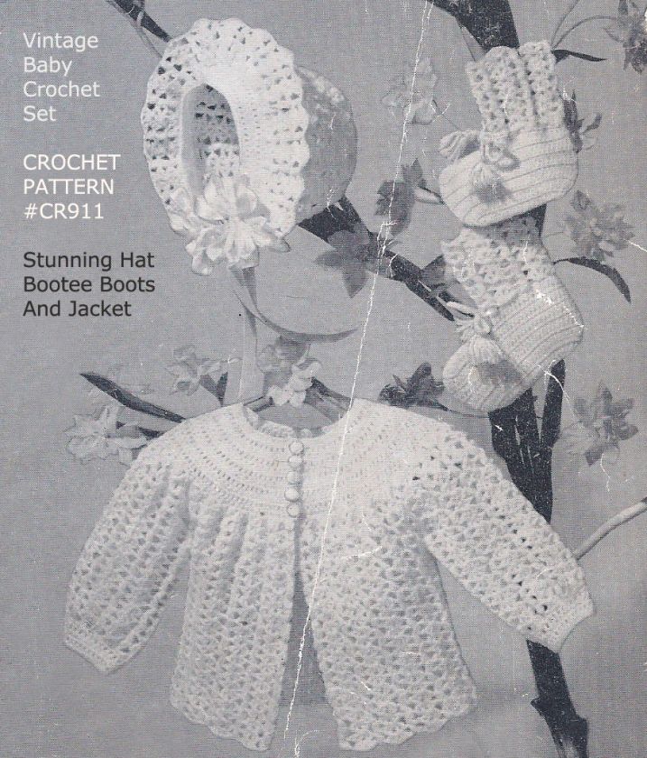 VTG Baby Crochet Pattern 3PIECE SET♥ BEAUTIFUL♥#CR911  