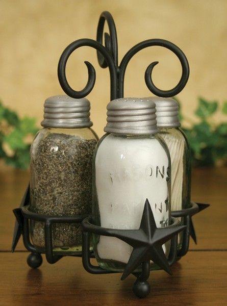 Barn Star MASON 1858 Jar Salt Pepper Toothpick Caddy  