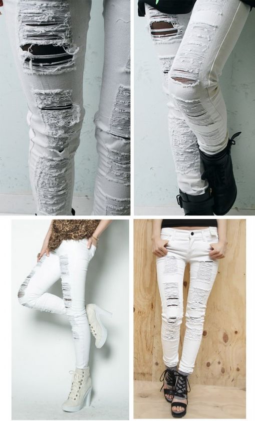 BLACK NET ripped WHITE skinny jeans 25 26 27 28 29 30  