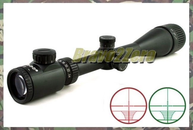   Green Illuminated Mil Dot AO Rifle Scope w/ Extended Sunshade  