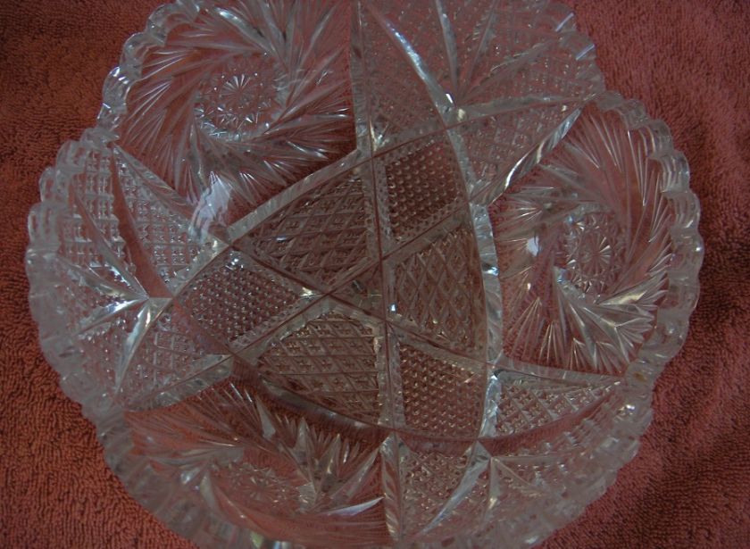 Vintage Lead Crystal Cut Glass Intricate Bowl Hob Stars  