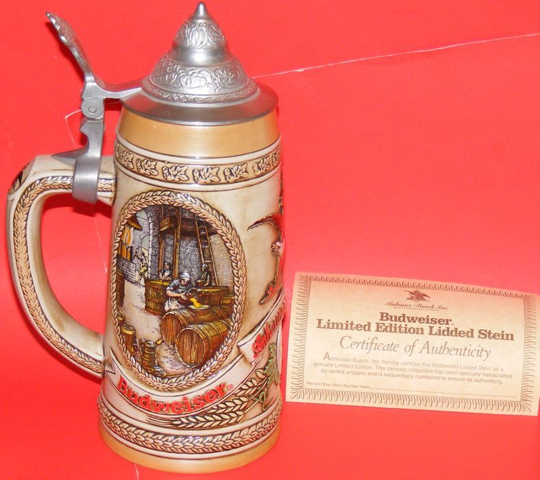 Anheuser Busch Beer Stein 1985 B Series W/ Certificate Of Authenticity 