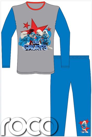 CHILDRENS BOYS PYJAMAS OFFICIAL SMURFS LONG KIDS PJS 4   8 YEARS 