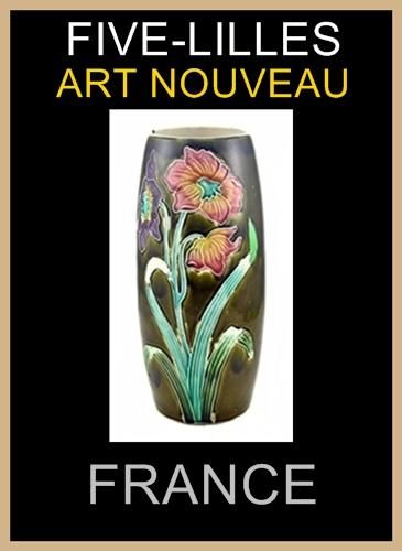 2043/ART NOUVEAU MAJOLICA VASE FIVE LILLE FRANCE.  