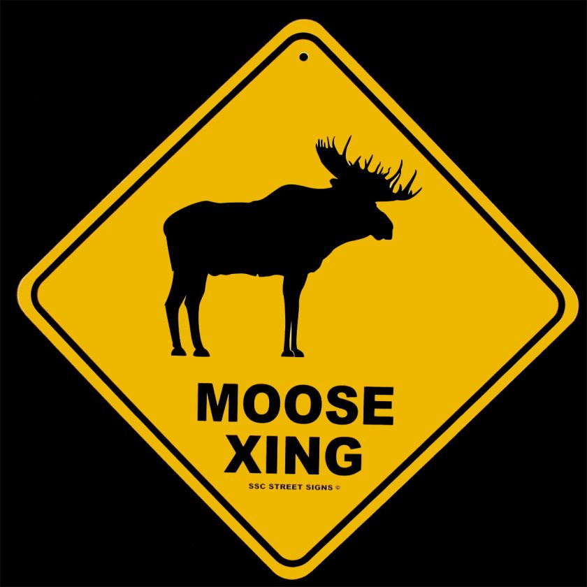 MOOSE CROSSING Log Cabin Lodge Decor alum Street Sign  