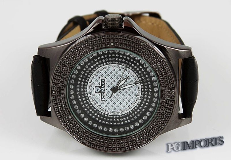 ICE MAXX/JOJINO TECHNO HIP HOP DIAMOND WATCH BLING BLAC  