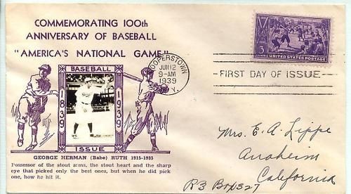 855 27A BASEBALL CENTENNIAL CROSBY BABE RUTH DODGER  