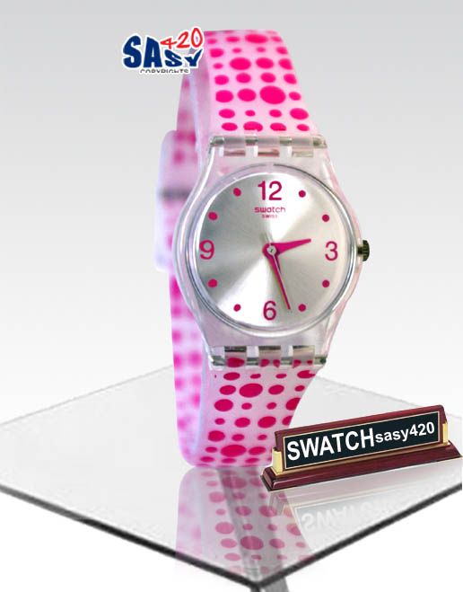 Swatch LK316 Pink Darling Silver Dial Plastic Strap Women Watch New 