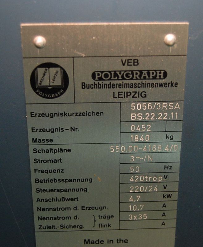   effect Polygraph Continuous Feed Folder Right Angle 5056/3  