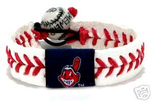 TEAM LEATHER BASEBALL SEAM BRACELET CLEVELAND INDIANS  