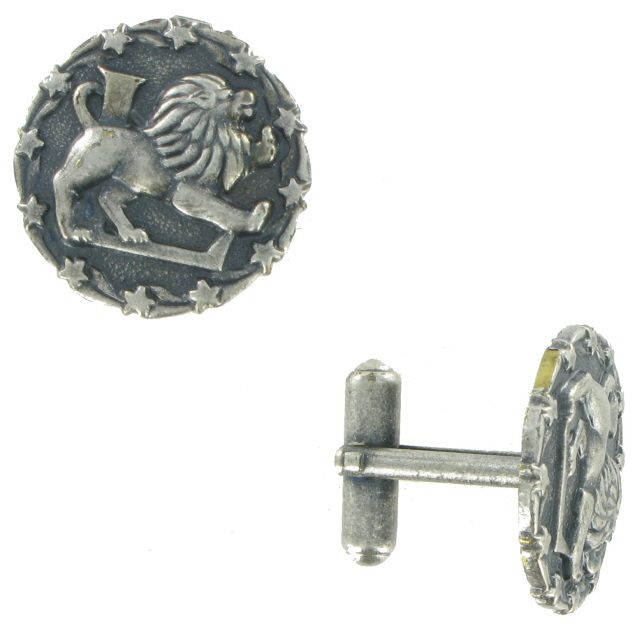 Vintage KIM Silver Tone Leo Astrology Zodiac Cufflinks  