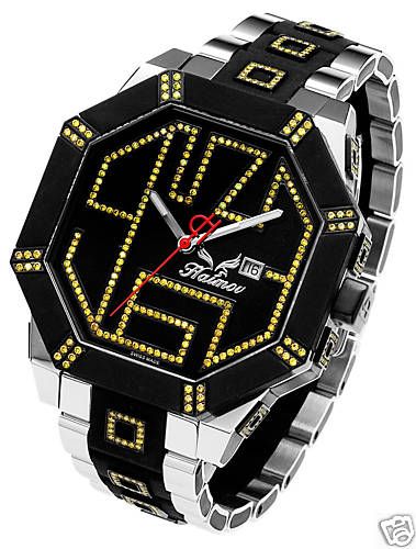 HAIMOV WATCH MENS FULL WHITE YELLOW DIAMOND 2.17CT VS1  