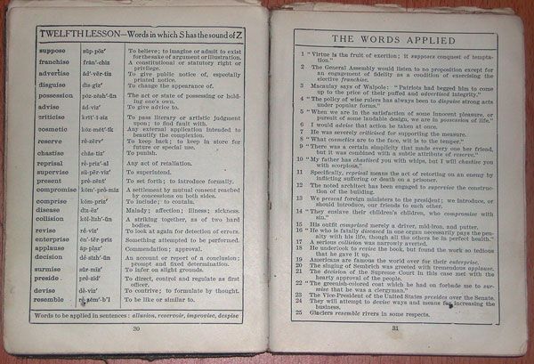 WORDS, SoRelle, Kitt, 1911 Antique School Book HC  