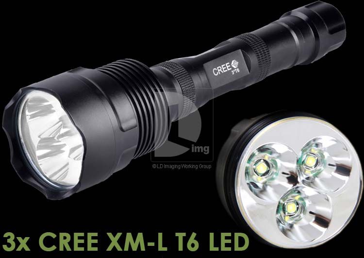 3800 Lumens 3x CREE XM L T6 LED Flashlight Torch+18650 Batteries 
