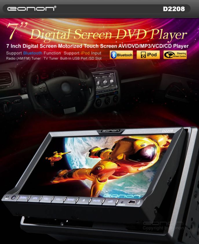 Inch Digital Screen Motorized Touch Screen AVI/DVD//VCD/CD Player