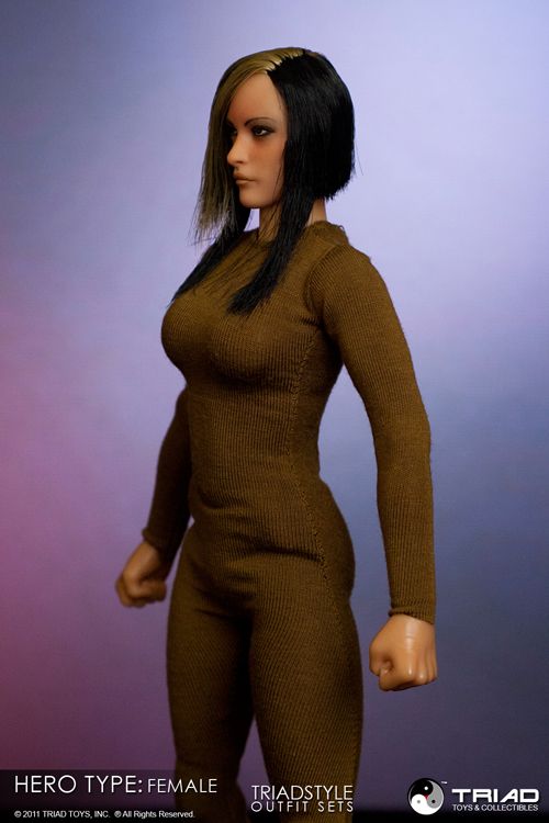 TRIAD TOYS HERO TYPE FEMALE BROWN SPANDEX BODY SUIT 1/6  