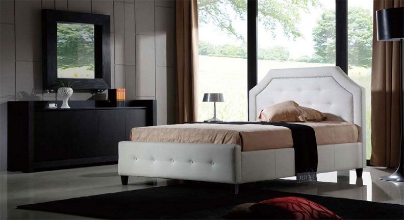 3pc Contemporary Modern Leather Queen Bed Set, DS SAV B1  