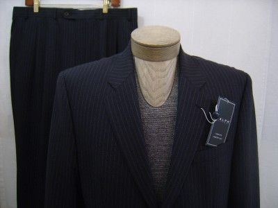   Polo Wool Pin Stripe Suit Blazer Coat Pants 36 W Mens Navy  