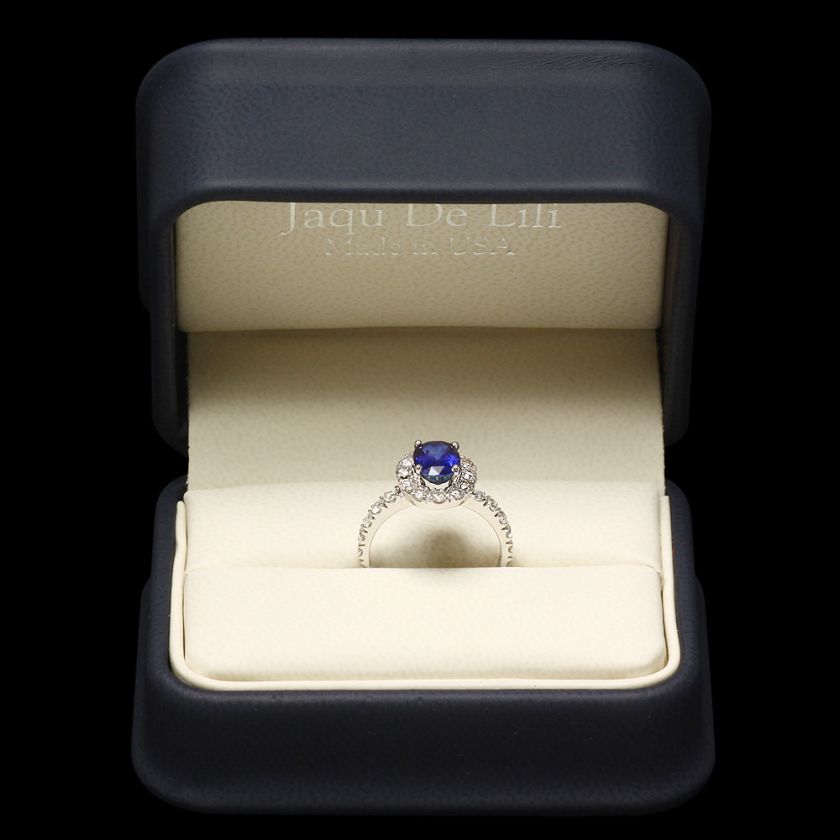 6100 CERTIFIED 14K WHITE GOLD 2.00CT SAPPHIRE 0.85CT DIAMOND RING 