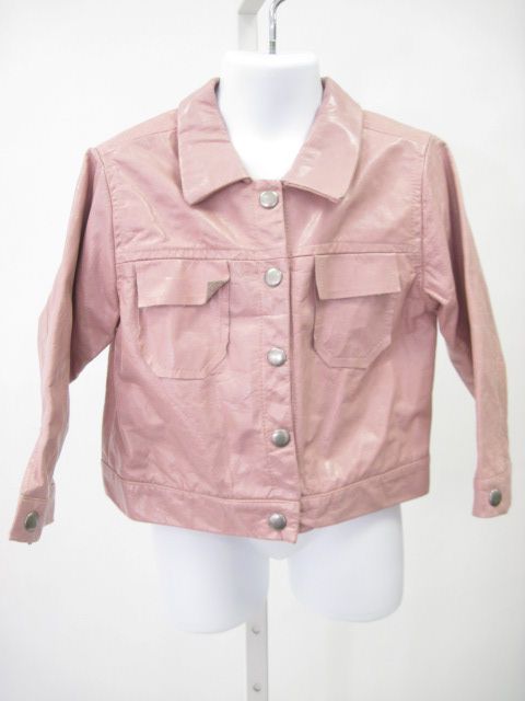 DESIGNER Girls Pink Leather Jacket Size 4T  