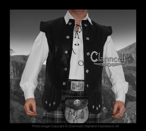 Deluxe LEATHER CHIEFTAIN WAISTCOAT for Scottish Jacobite Jacobean 