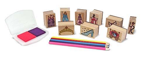 PRINCESS WOODEN STAMP SET~16 pc KIT Melissa & and Doug 000772024181 