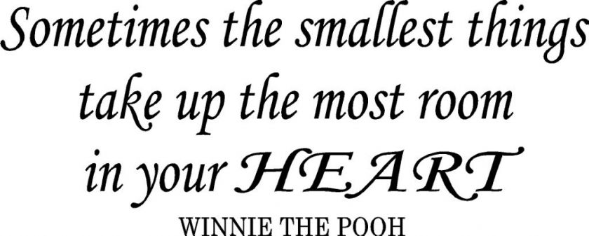 WINNIE THE POOH VINYL WALL DECAL QUOTE SMALLEST THINGS 6x15  