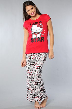 Hello Kitty Intimates The Totally Cute Star PJ Set Red  