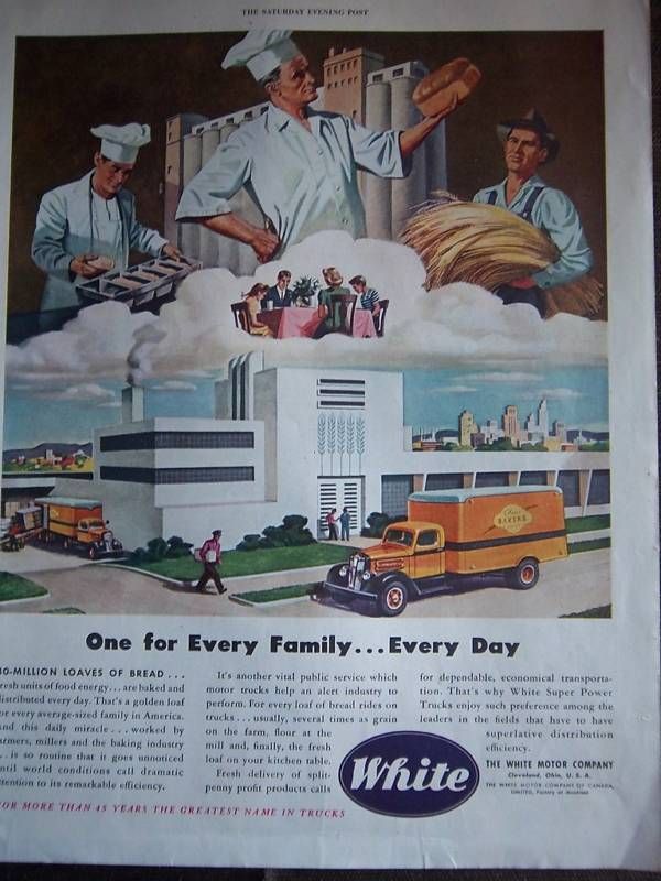 1946 WHITE MOTOR CO Bread Bakers Truck Ad  
