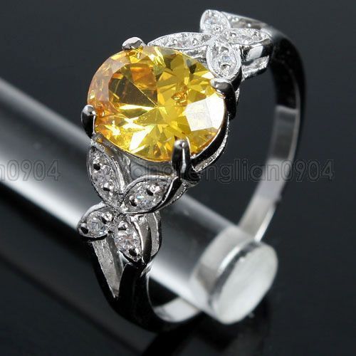 8ct Citrine Cubic Zirconia 18k Gold Plated Fashion Ring Free 