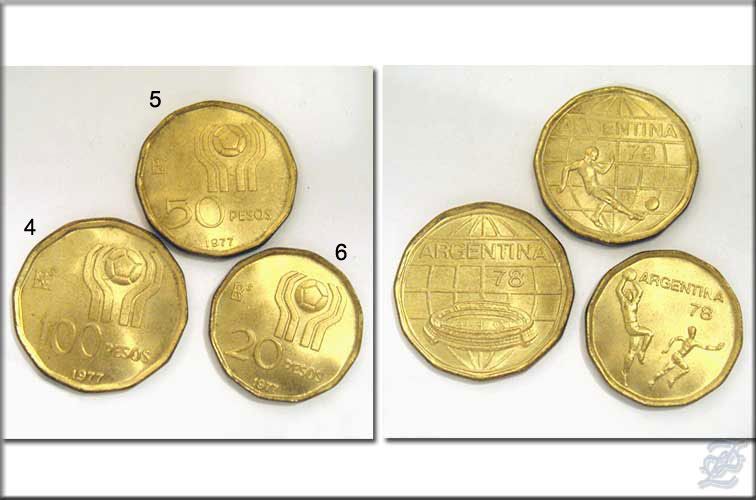 v1247 ARGENTINE 1978 * WORLD SOCCER CUP * 6 COINS SET *  