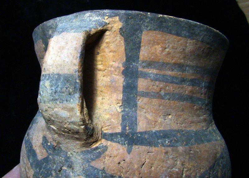AURICLED MAJIAYAO CULTURE POTTERY POT WITH MYSTERIOUS G  