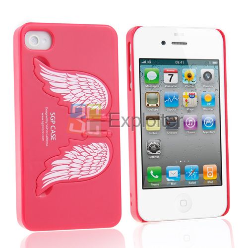 High Quality 2 in1 Angel Wing Holder Hard Case Cover For iPhone 4 Red